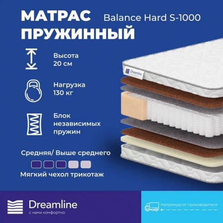 Матрас DreamLine Balance Hard S1000 (Баланс&nbsp;Хард&nbsp;S1000)